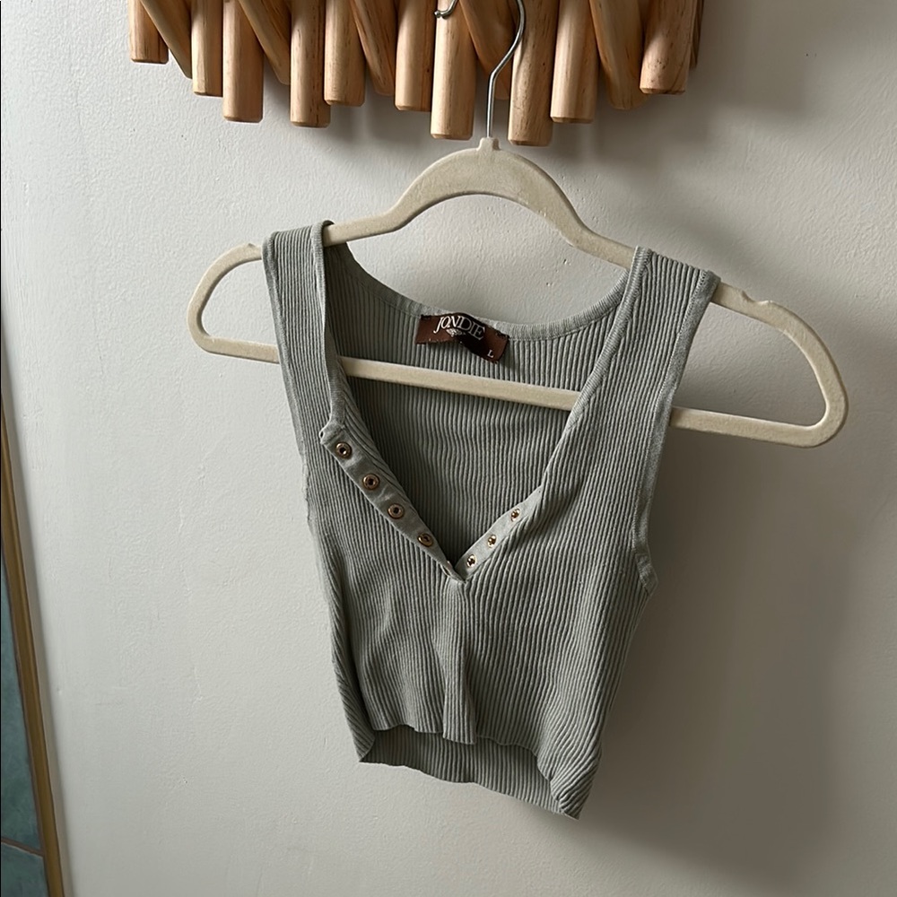 Stretchy Ribbed Tank Top in Sage